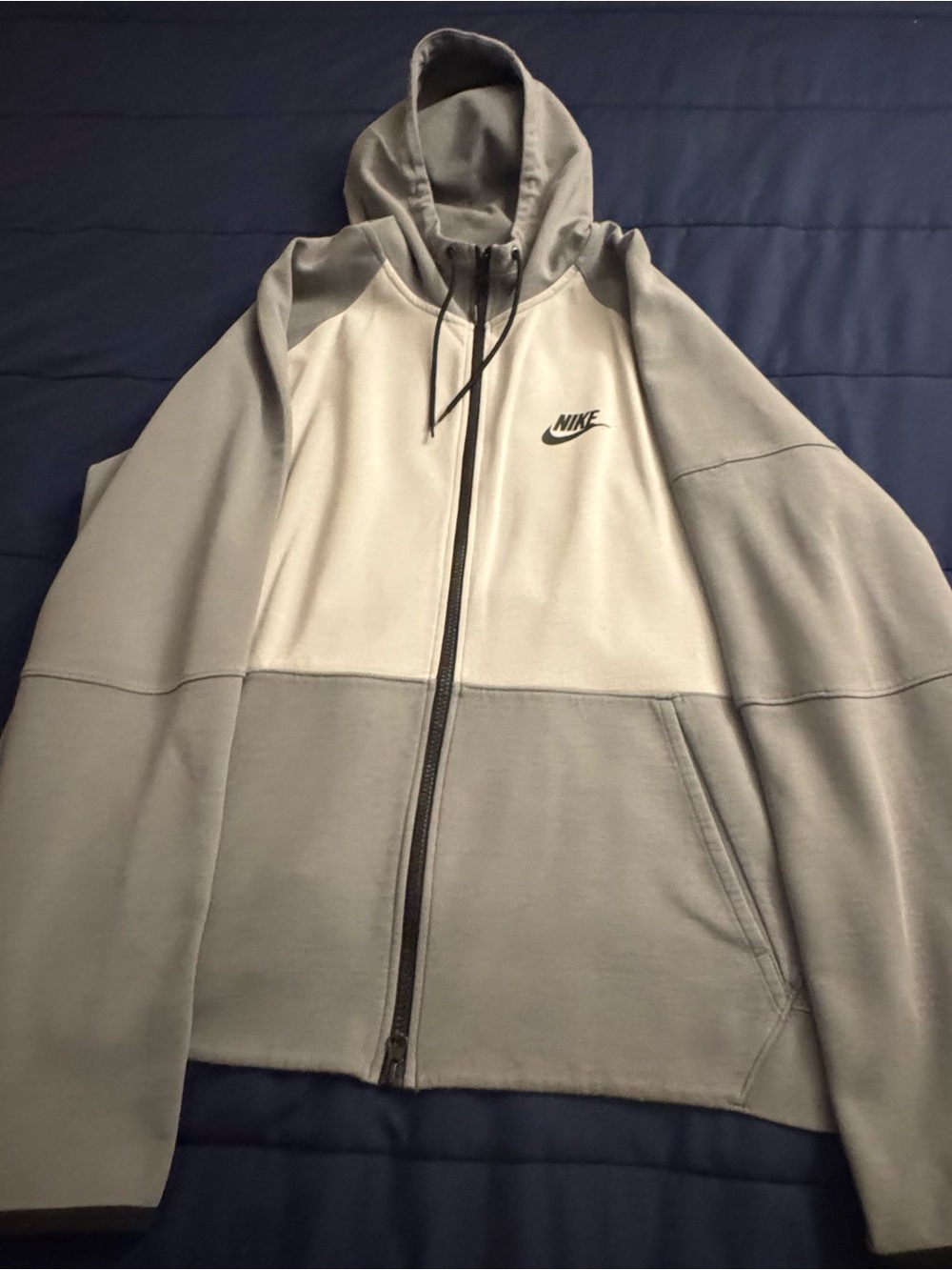 Nike Two-Tone Light Gray & Gray Full-Zip Hoodie